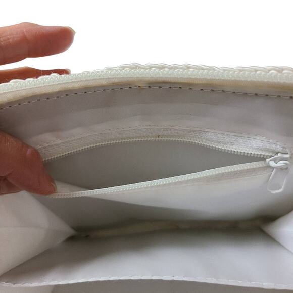 Carlo D'S'anti Knitted White Crochet Cottage Core Cream Purse Bag Beachy Boho - Picture 9 of 14